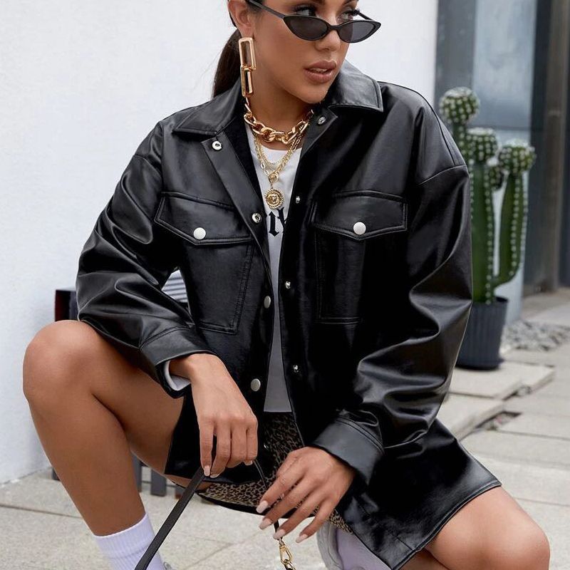 DANIEQ  - Women's Vegan Leather Overshirt