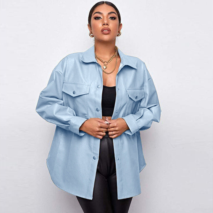DANIEQ  - Women's Vegan Leather Overshirt