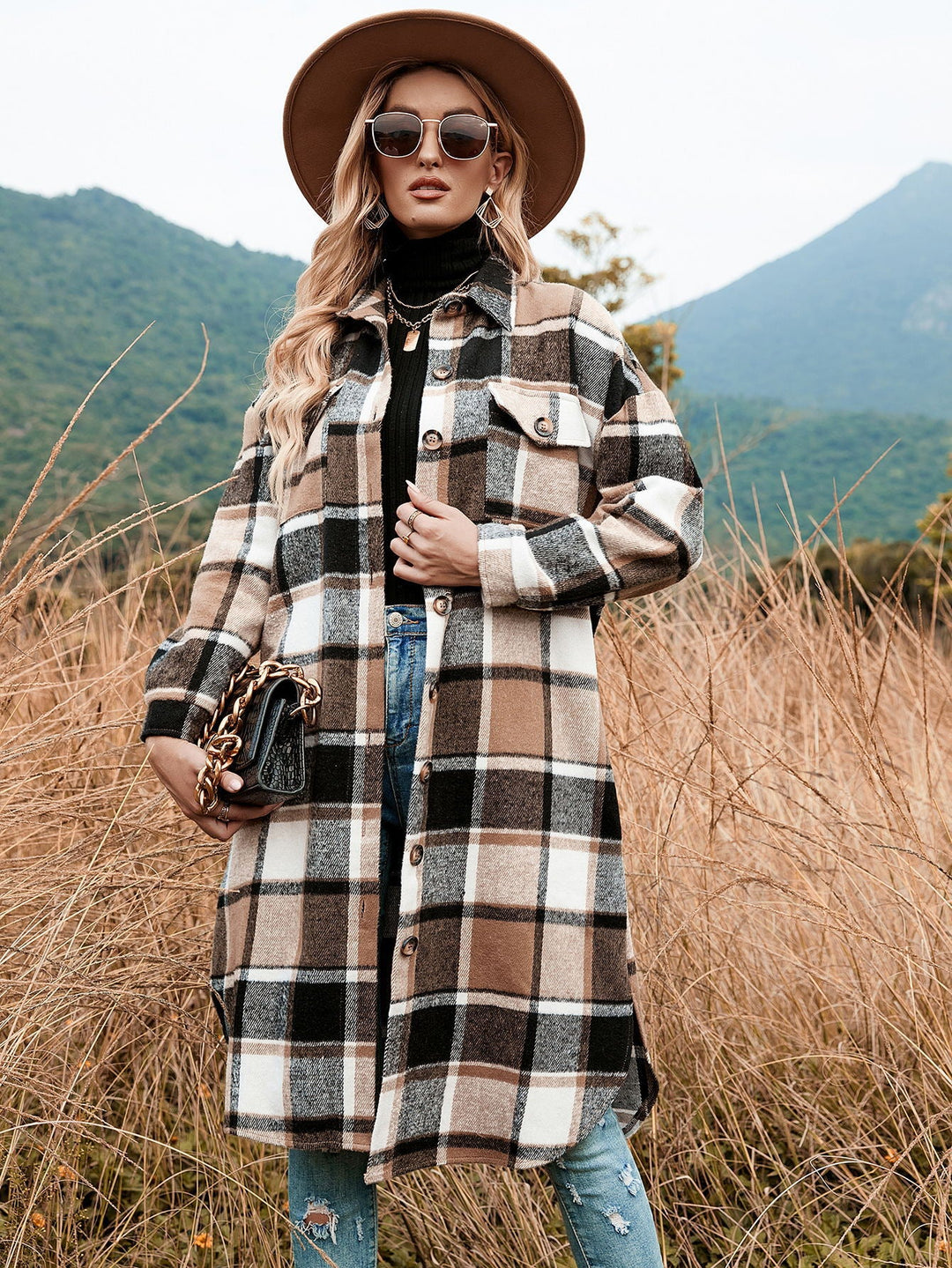 MAREN – Oversized Plaid Flannel Coat