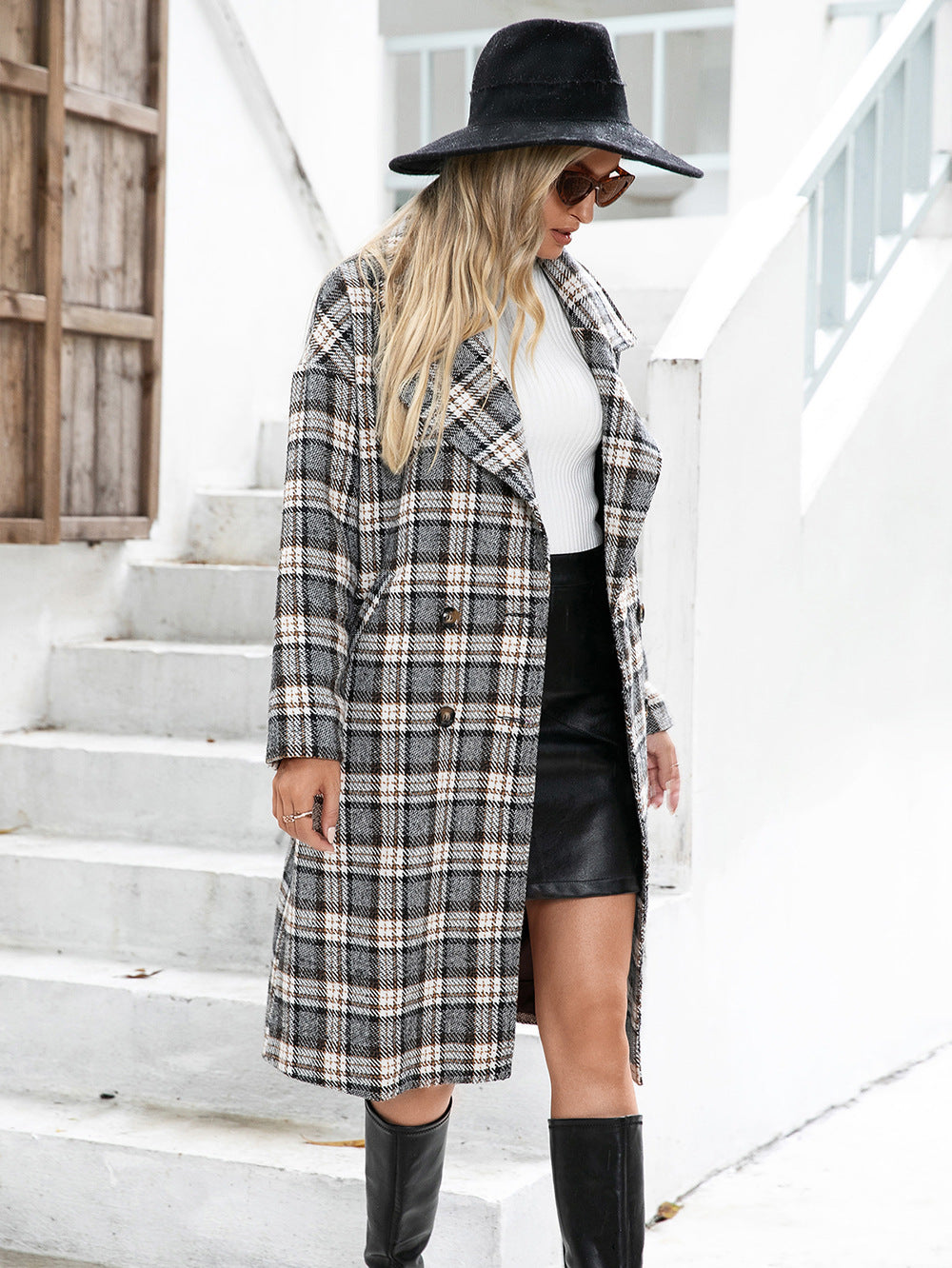 LIVY - Classic Plaid Longline Coat