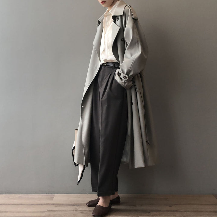 DELILA - Women's Minimalist Double-Breasted Trench Coat