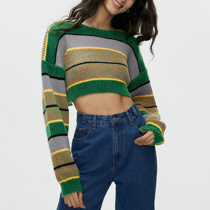 TALISA - Women’s Striped Cropped Knit Sweater