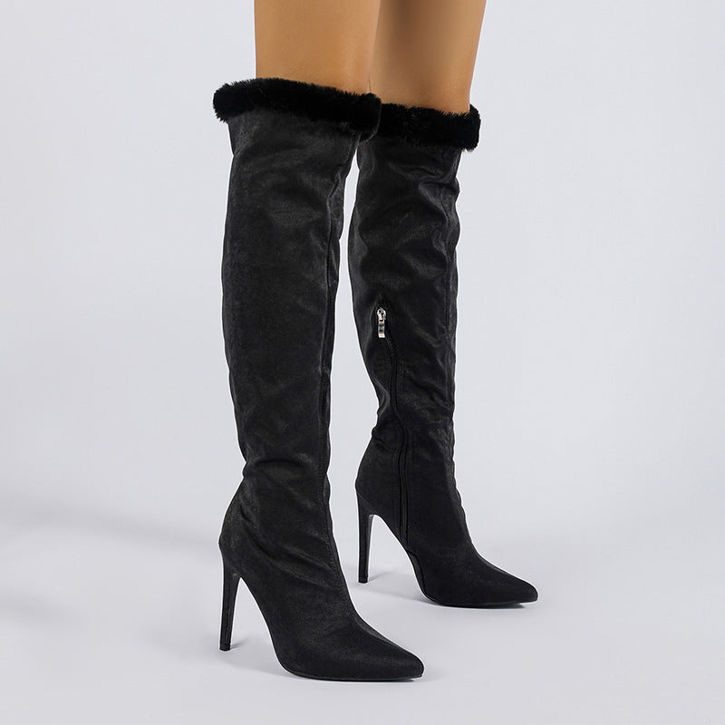 VALENTINA – Over-the-Knee Faux Suede Stiletto Boots