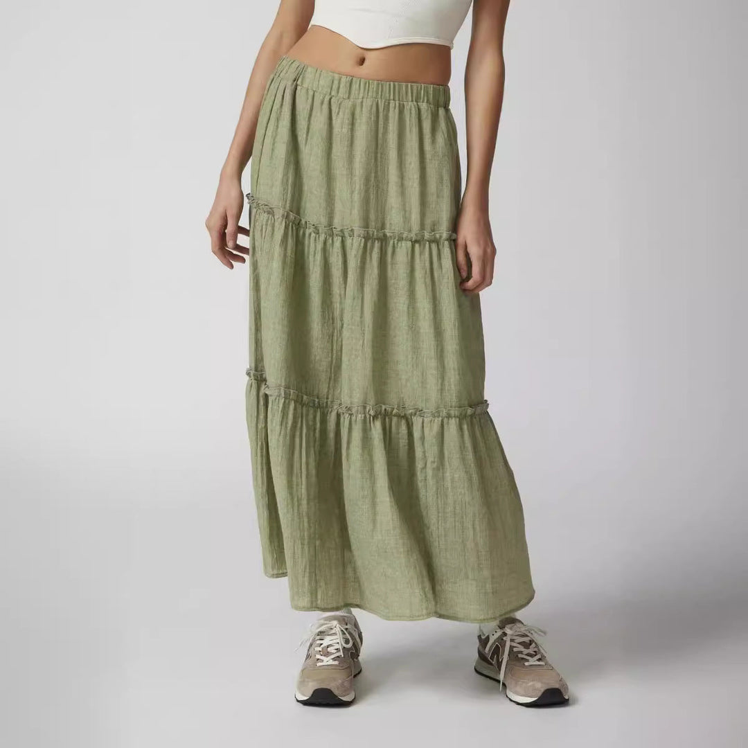 KEMENA - Women’s Boho Tiered Ruffle Maxi Skirt