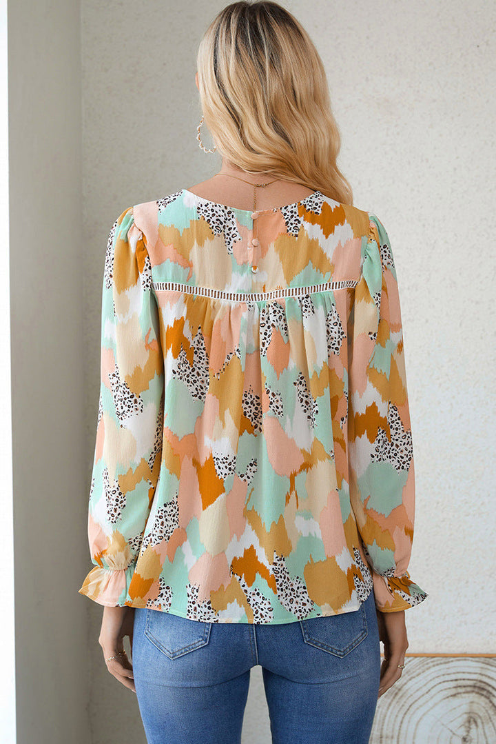 HAILE - Women's Abstract Balloon Sleeve Shirt