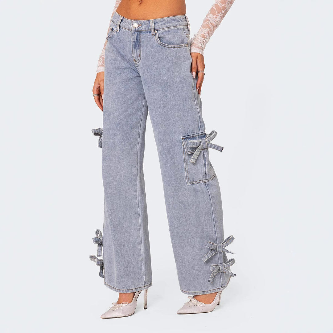 SIAN - Damen Jeans mit Schleifen-Details