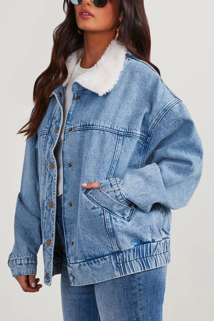 SENN – Women's Washed Fleece Denim Jacket