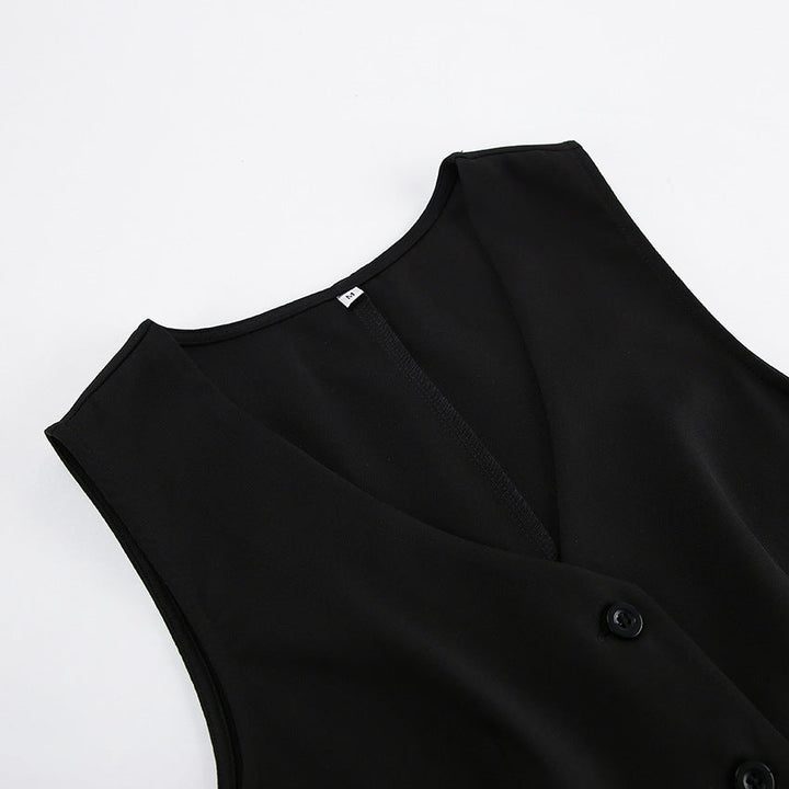 SELYNE - Black Sleeveless Vest Skirt Set
