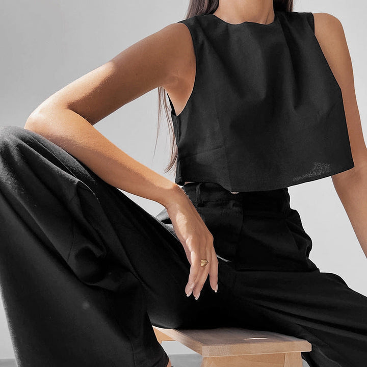LAYA – Cotton Crop & Wide-Leg Pants Set