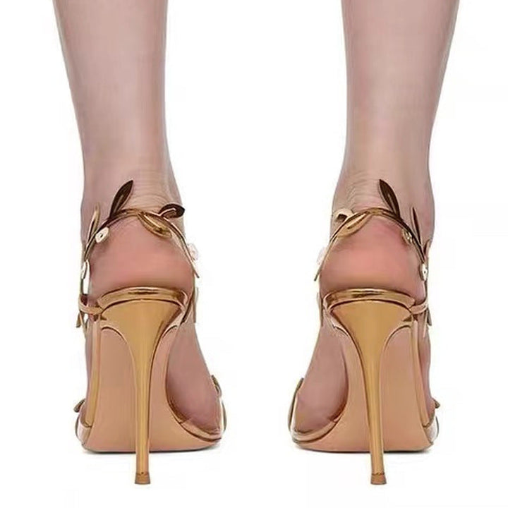 MARGOT - Elegant Gold Leaf High Heels