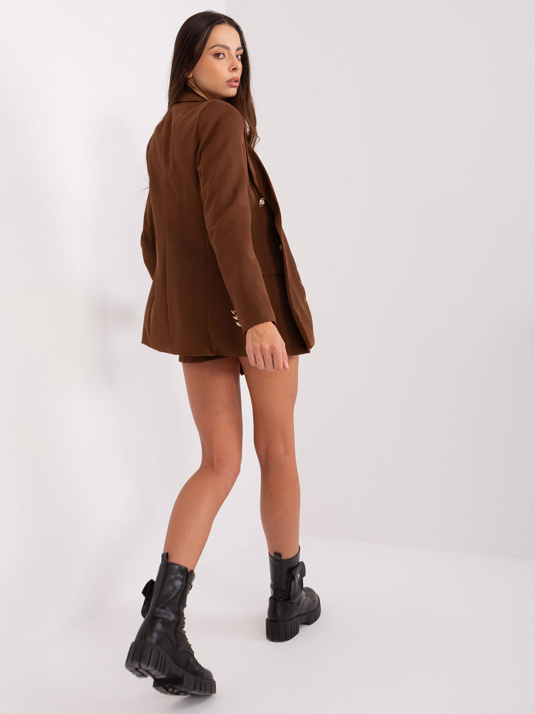 HARPER – Double-Breasted Blazer Dress in Brown
