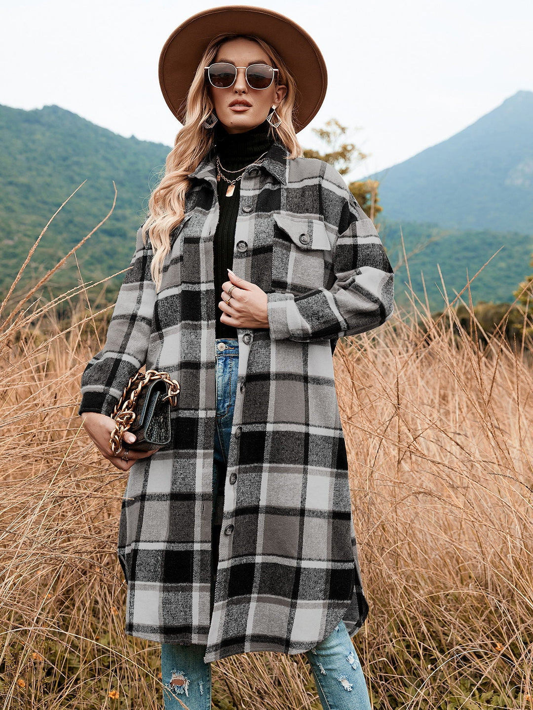 MAREN – Oversized Plaid Flannel Coat