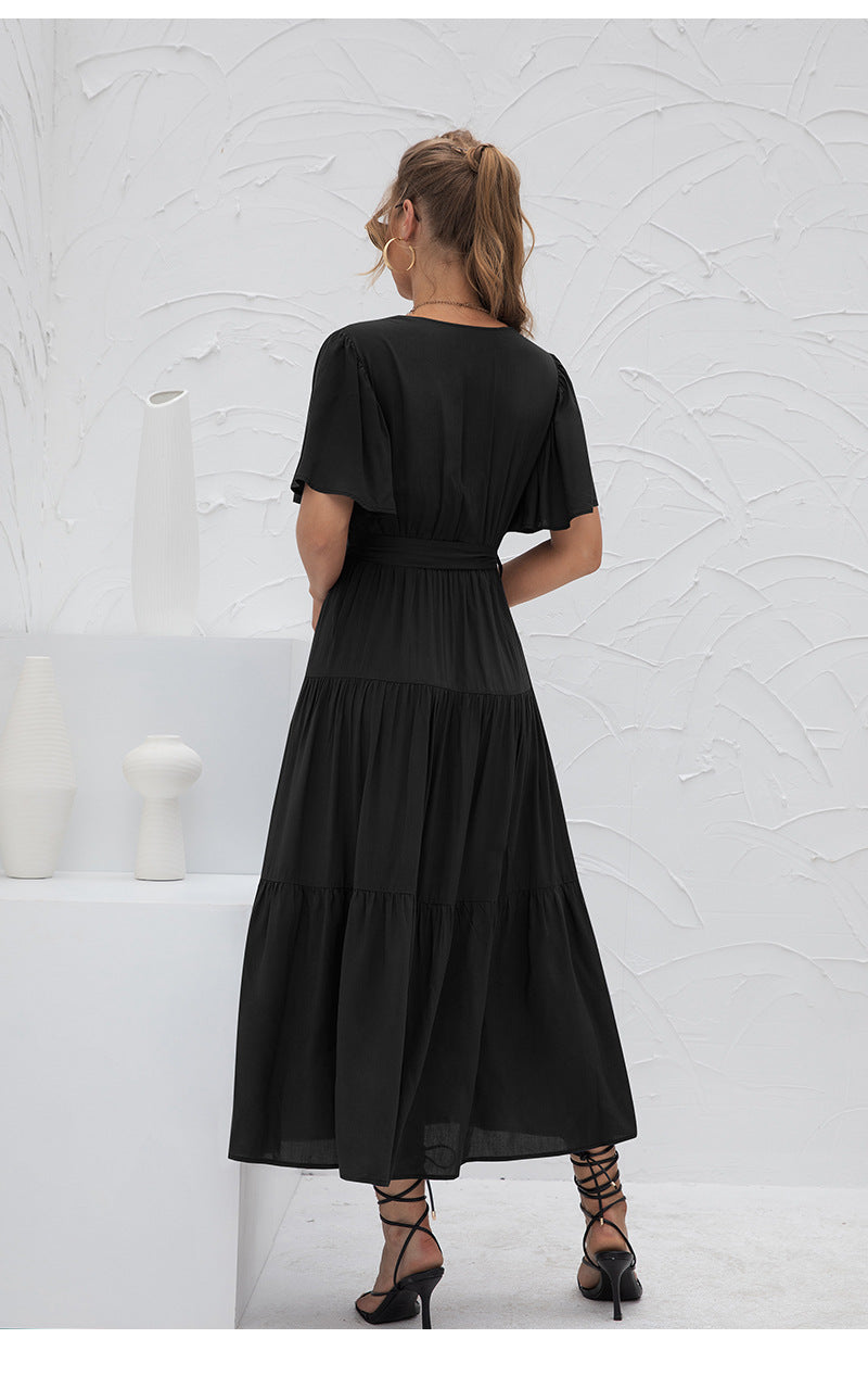 SVIENA – V-Neck Wrap Look Midi Dress