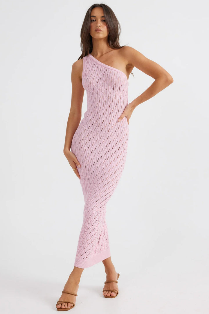 SIHAM – One-Shoulder Knit Midi Dress
