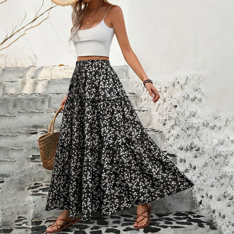 DAINA – Floral Maxi Skirt with High Waist