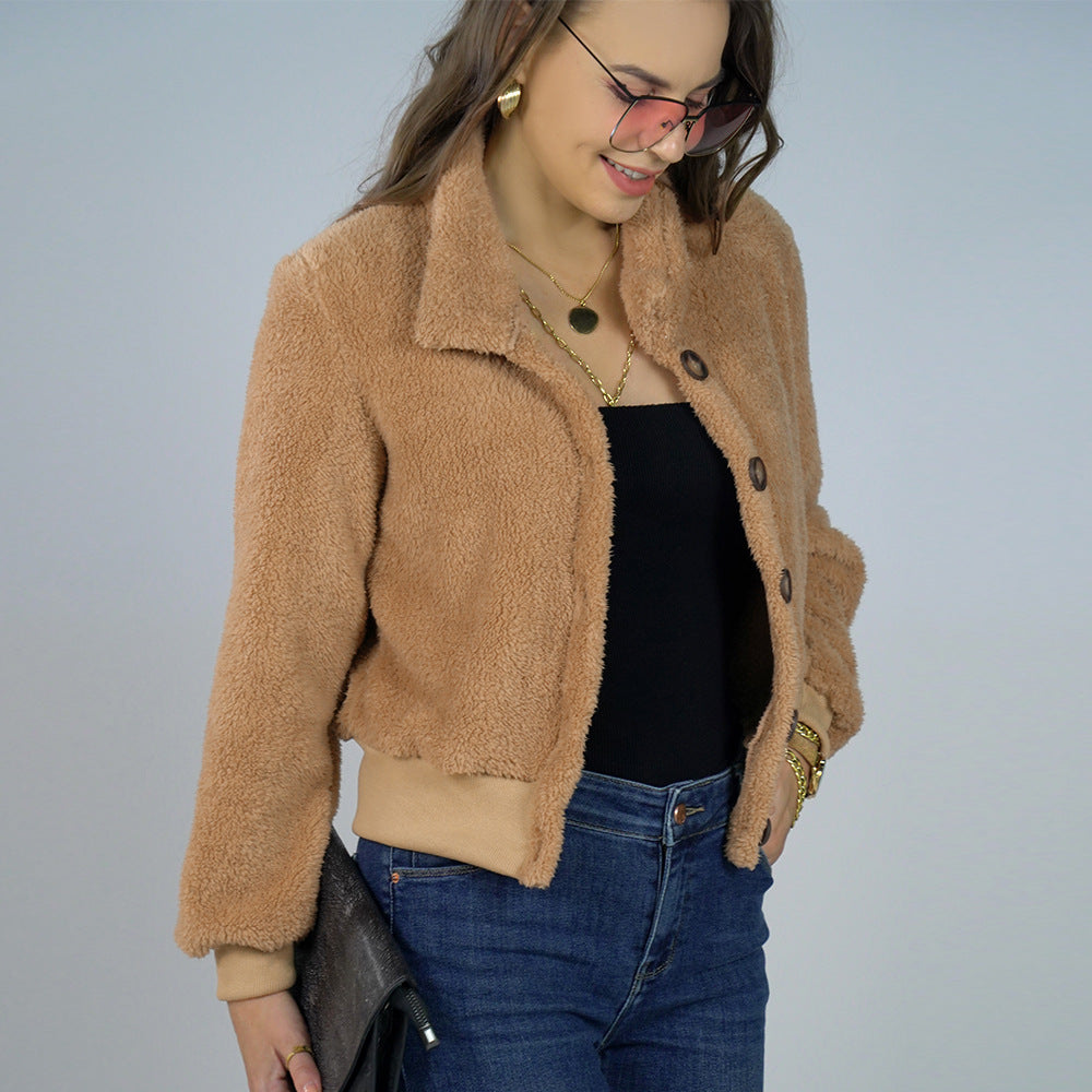 DONA - Women's Cropped Teddy Fleece Jacket