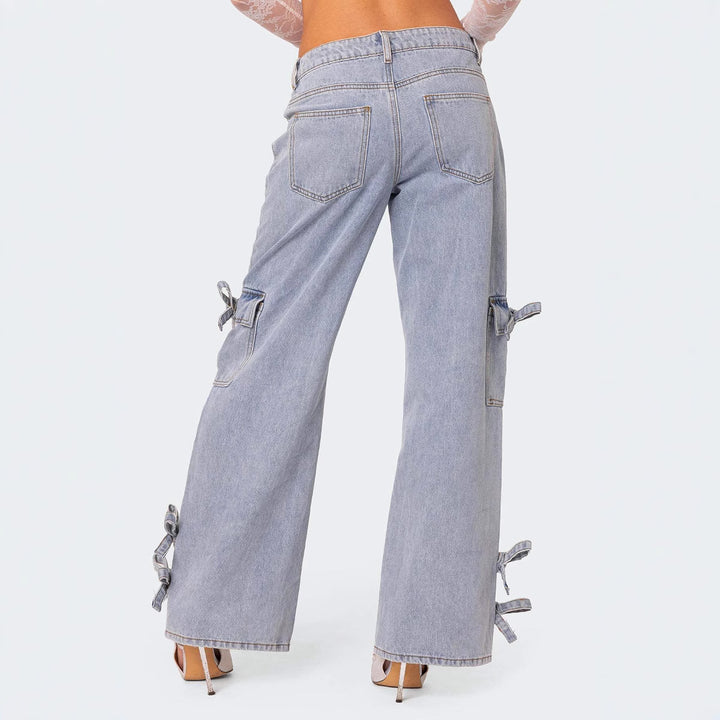 SIAN - Damen Jeans mit Schleifen-Details