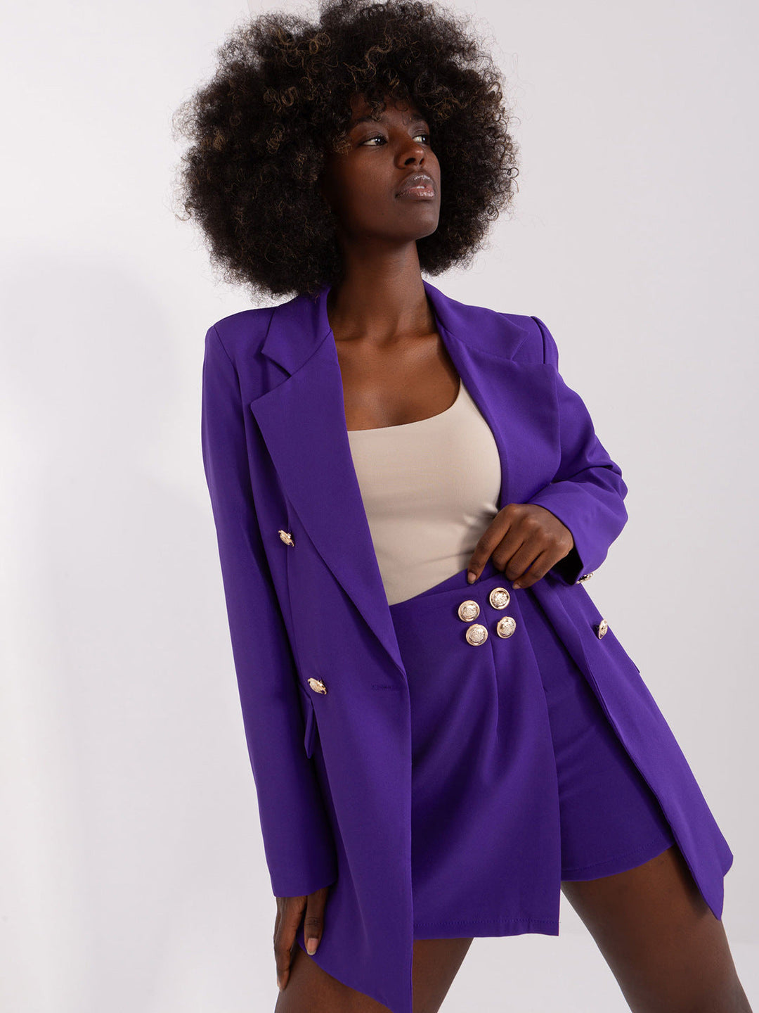 HARPER – Double-Breasted Blazer Dress in Brown