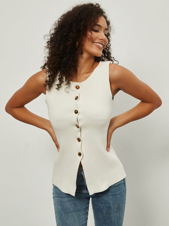 NOA - Women's Knitted Button Tank Top