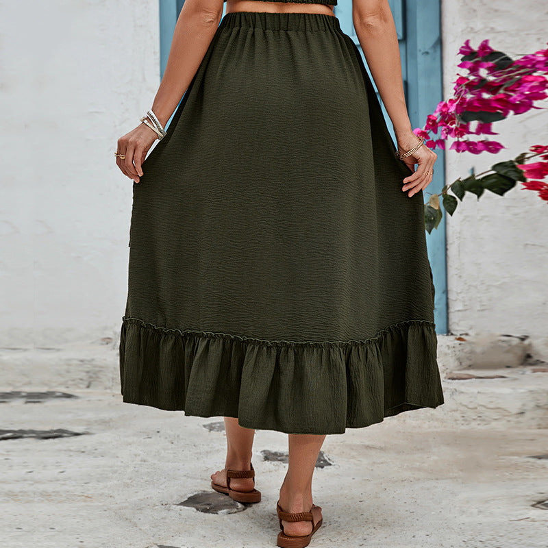 ZESSI - Women's Ruffled Boho Maxi Skirt
