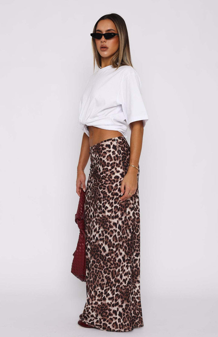 NORIKO - Women’s High-Waisted Leopard Print Maxi Skirt