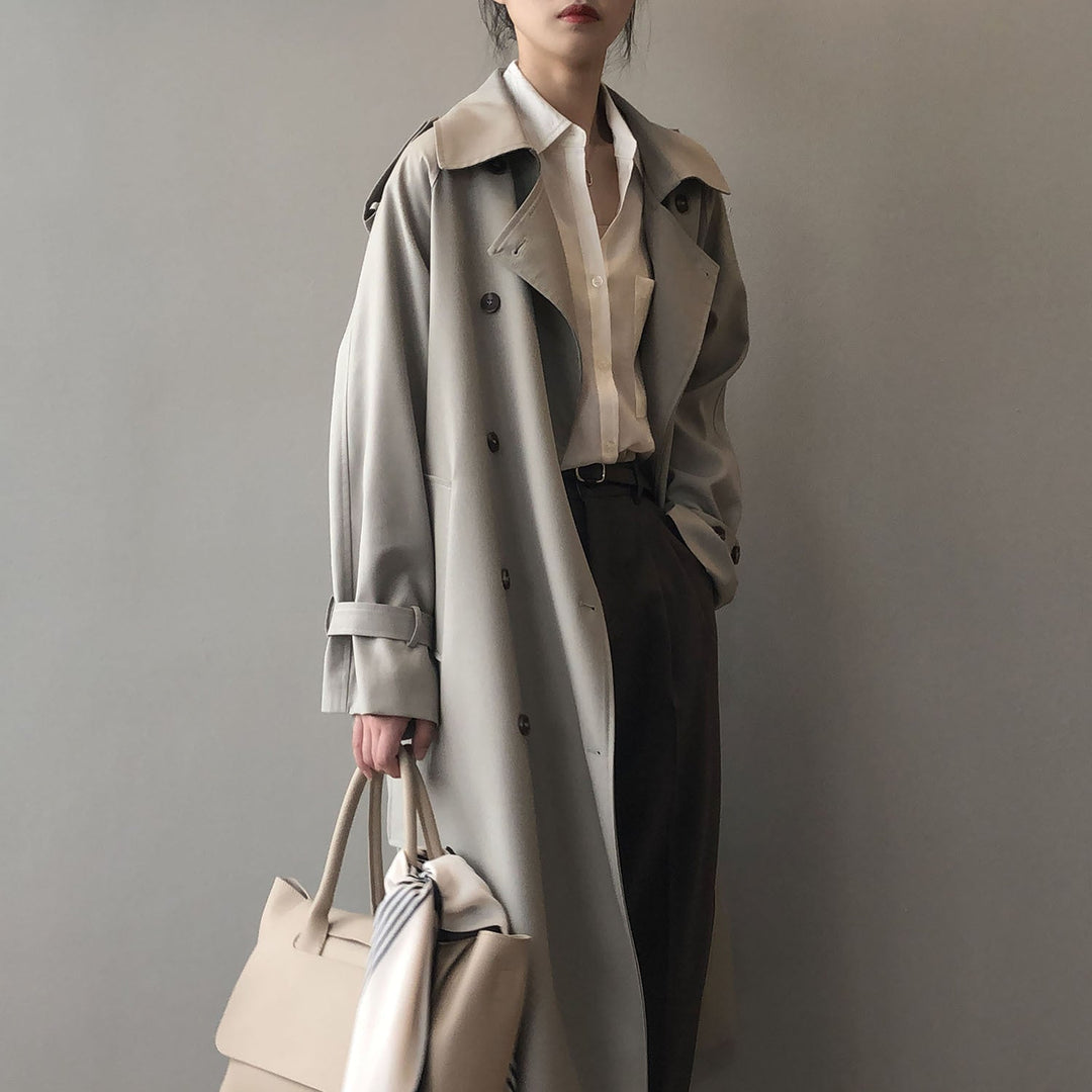 DELILA - Women's Minimalist Double-Breasted Trench Coat