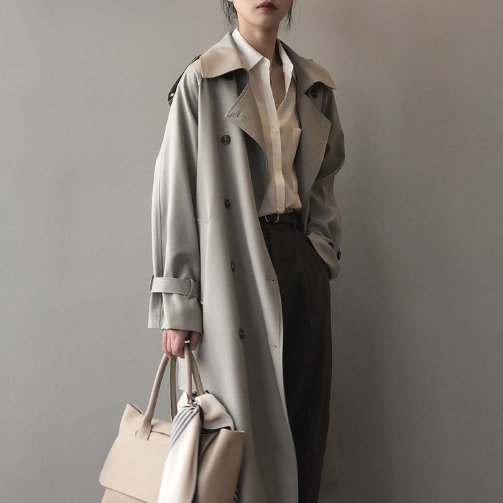 DELILA - Women's Minimalist Double-Breasted Trench Coat