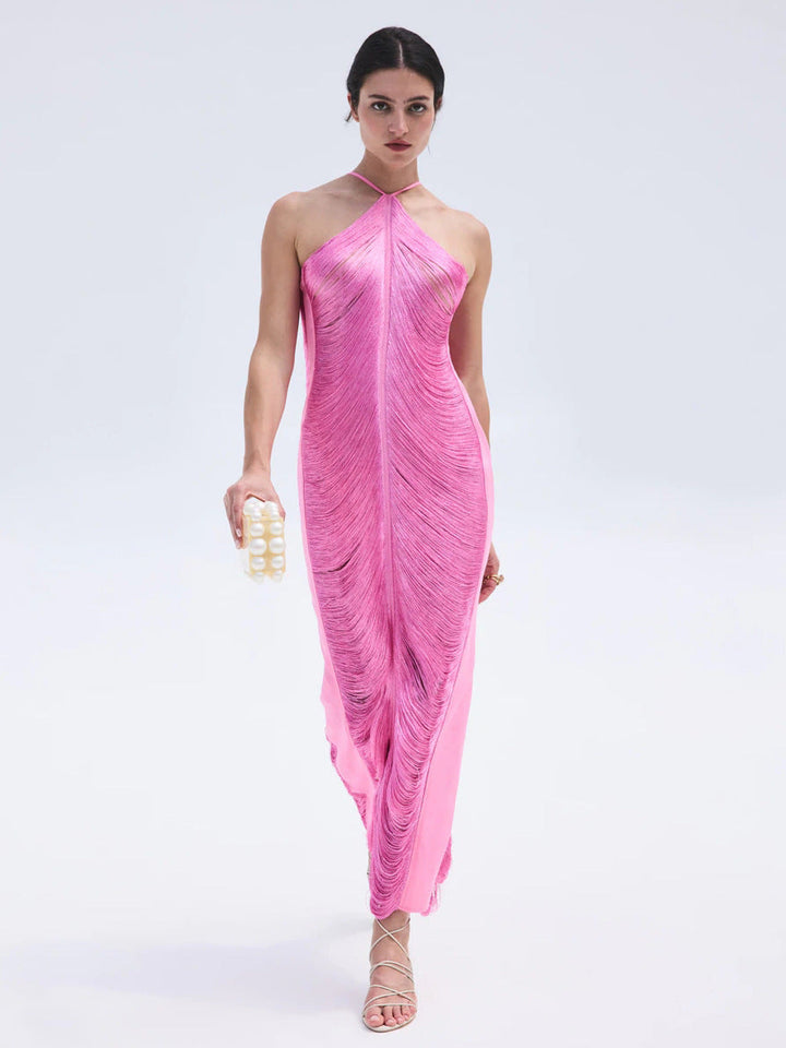 ALINA – Elegant Halterneck Maxi Dress