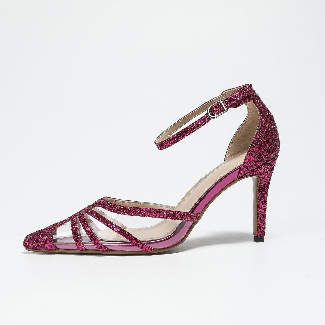INEZ - Women’s Glitter Strappy High Heel Sandals