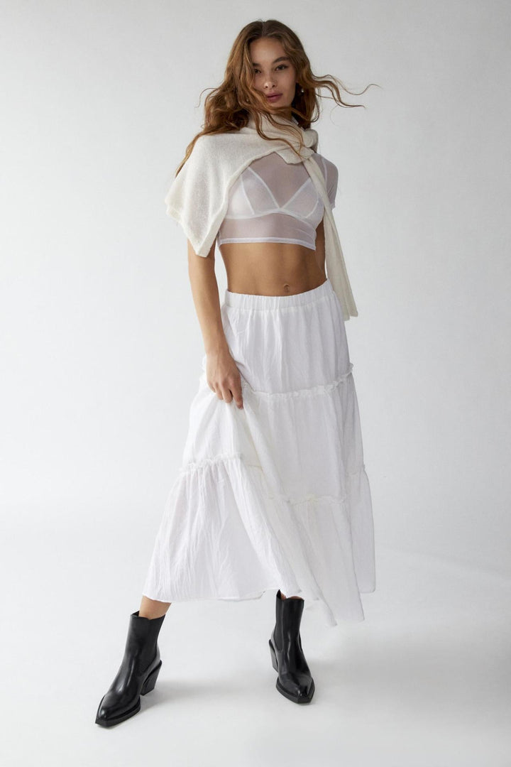 KEMENA - Women’s Boho Tiered Ruffle Maxi Skirt