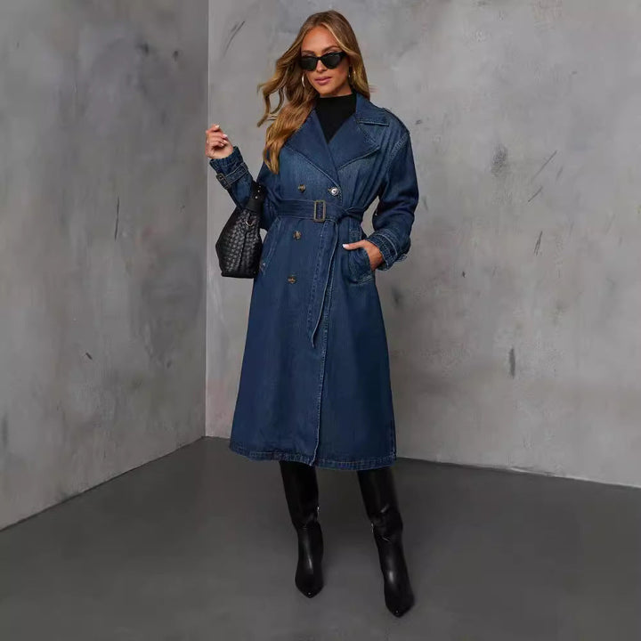 RUBY - Double-Breasted Denim Trench Coat