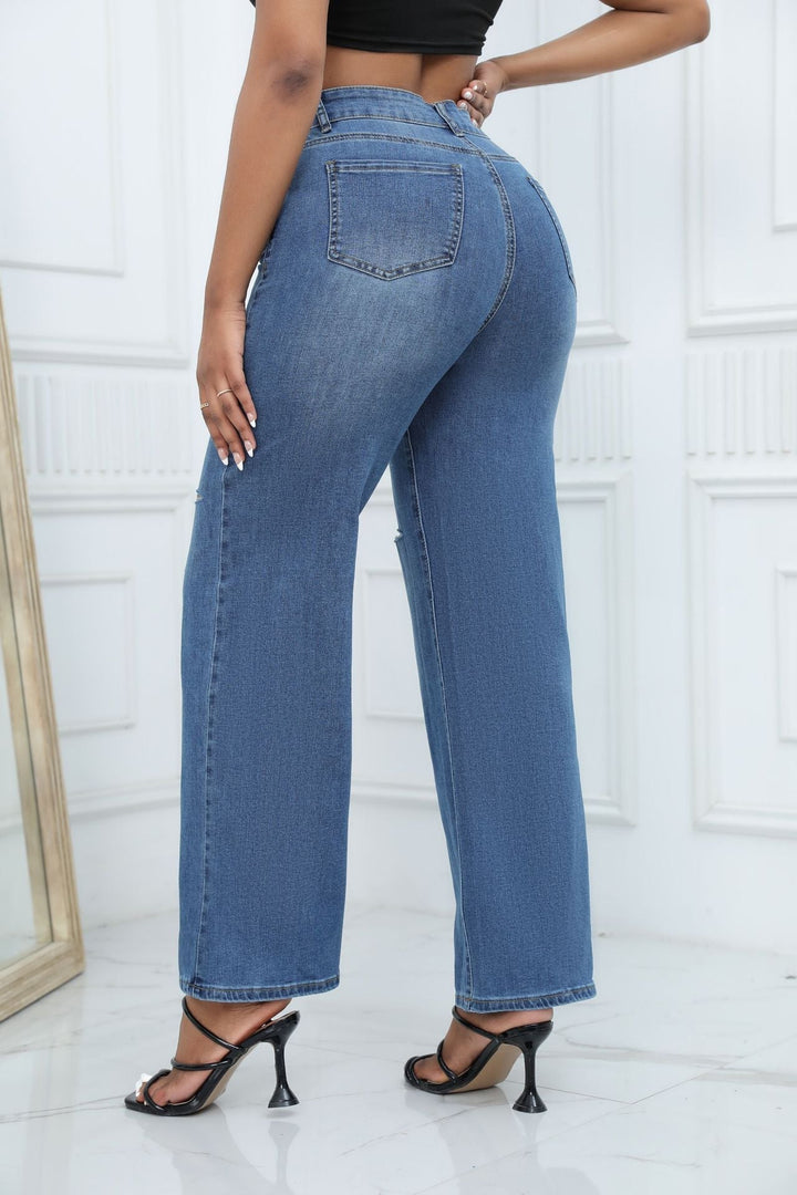 ZARAH - High-Waisted Wide-Leg Jeans with Slit Detail