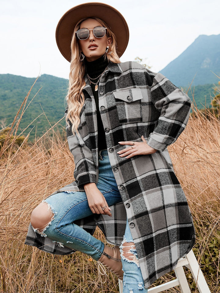 MAREN – Oversized Plaid Flannel Coat