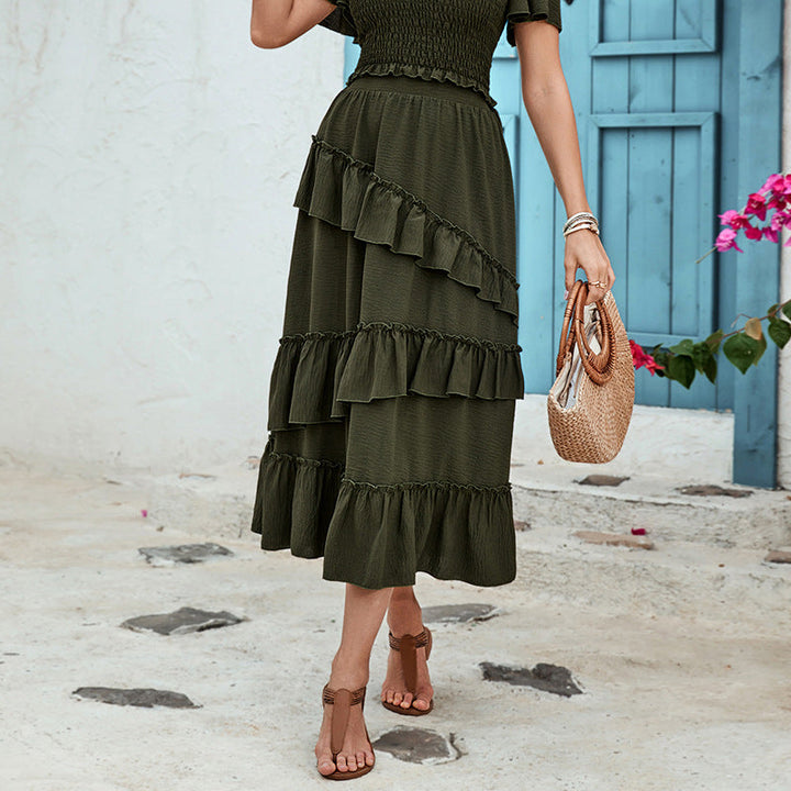 ZESSI - Women's Ruffled Boho Maxi Skirt