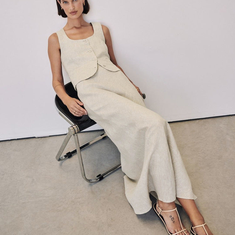 LIANS – Sleeveless Vest and Maxi Skirt Set