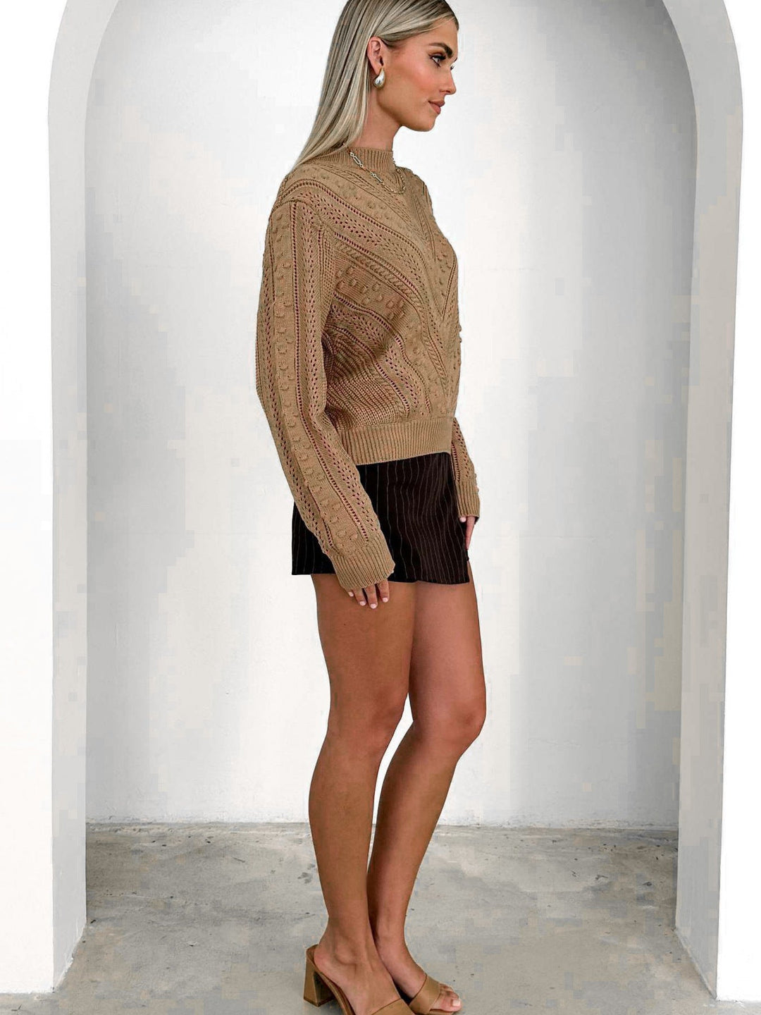 MAXSON – Textured Patterned Knit Sweater