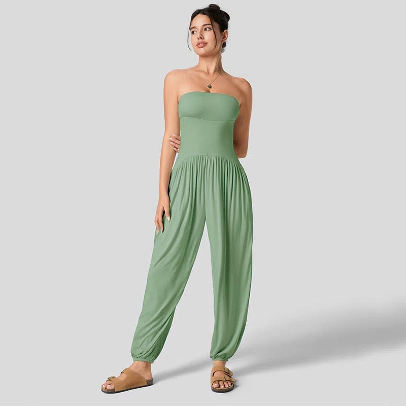 NOR - Women's Strapless Harem Jumpsuit with Pockets