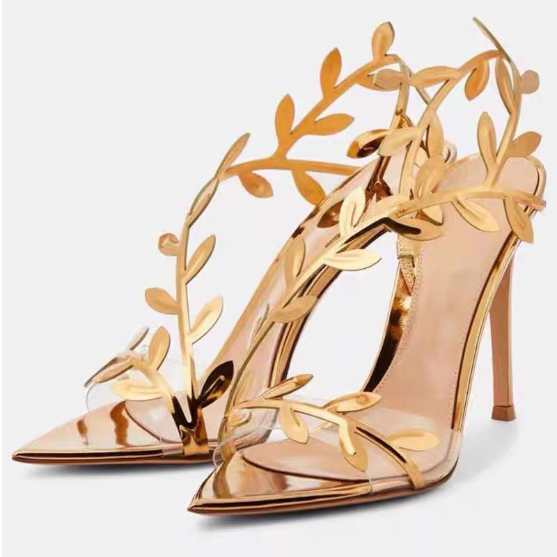 MARGOT - Elegant Gold Leaf High Heels