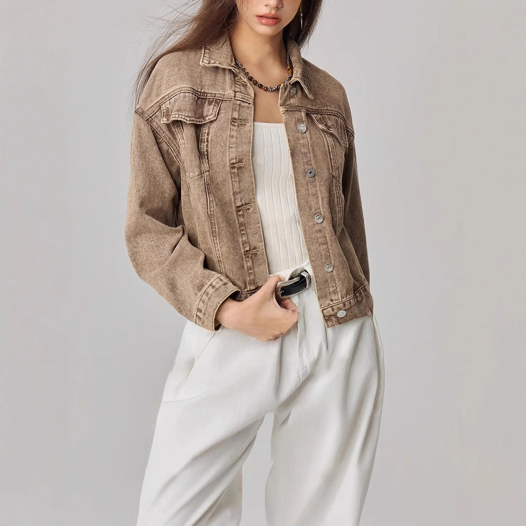 FERN - Vintage Cropped Jeansjacke Damen