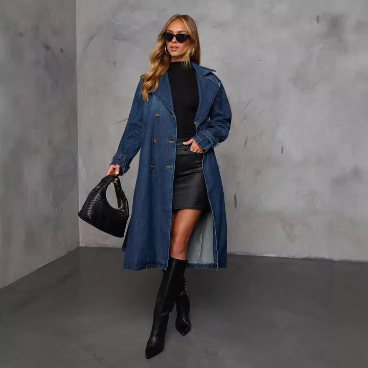 RUBY - Double-Breasted Denim Trench Coat