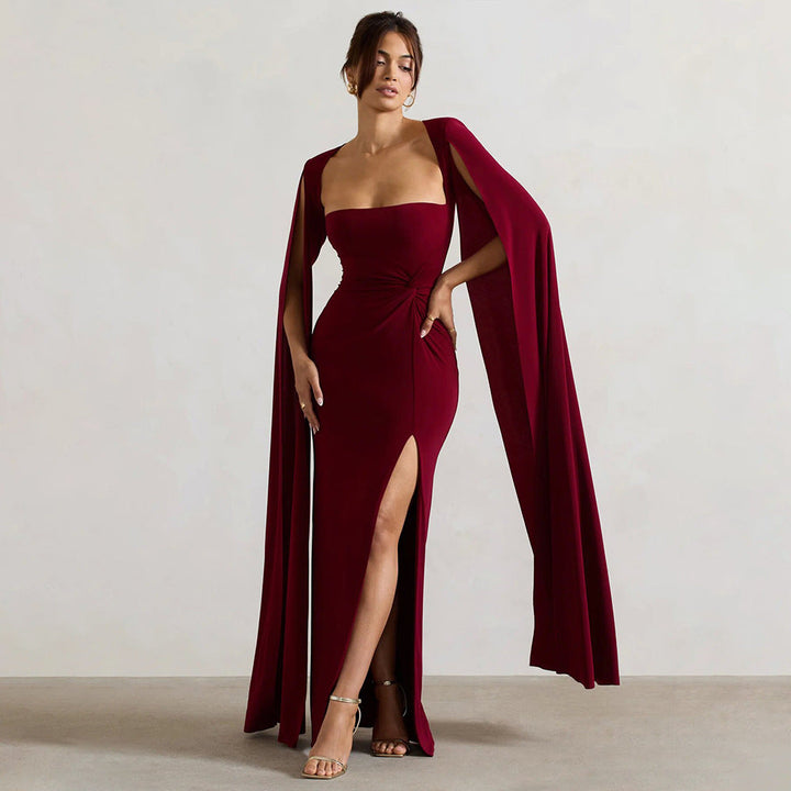 ELARA – Cape Sleeve Formal Evening Gown