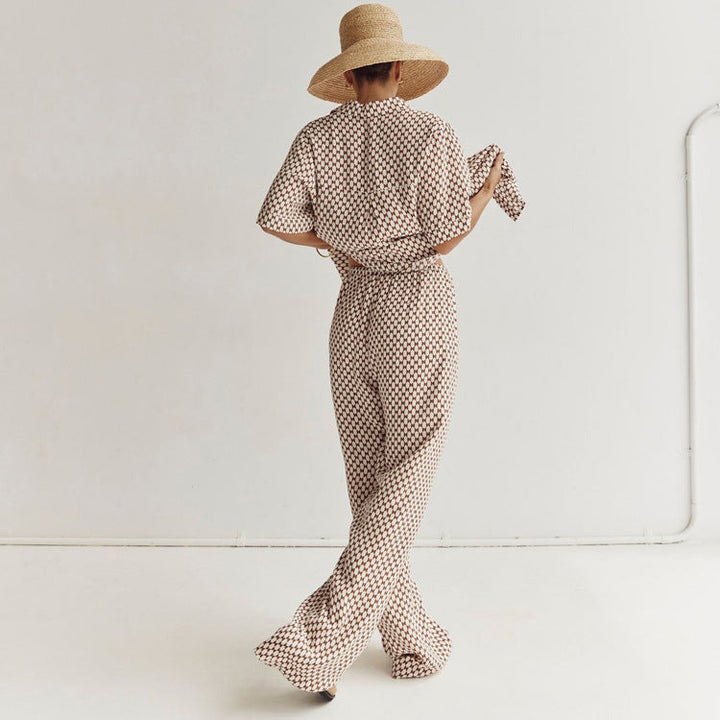 YUNA – Geometric Print Shirt & Wide Trousers Set