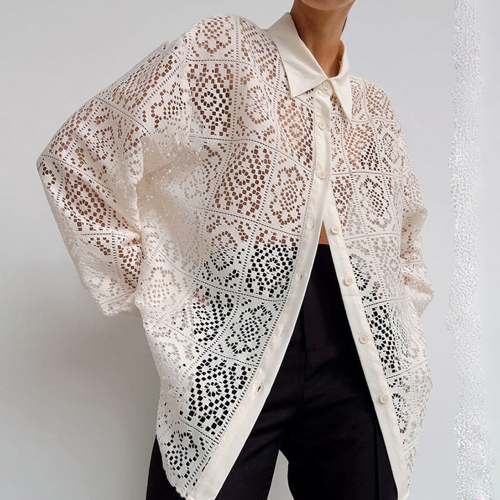 LUZIA – Lace Cut-Out Long Sleeve Shirt