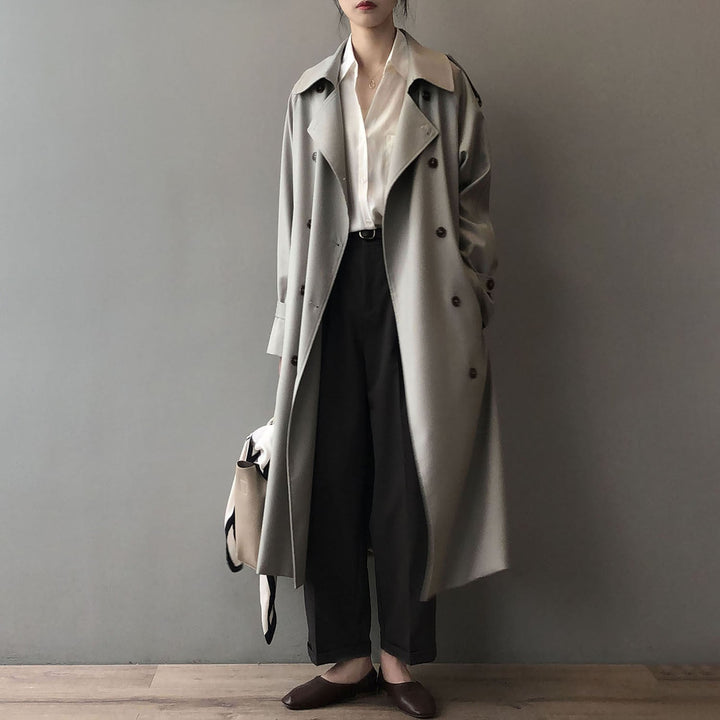 DELILA - Women's Minimalist Double-Breasted Trench Coat