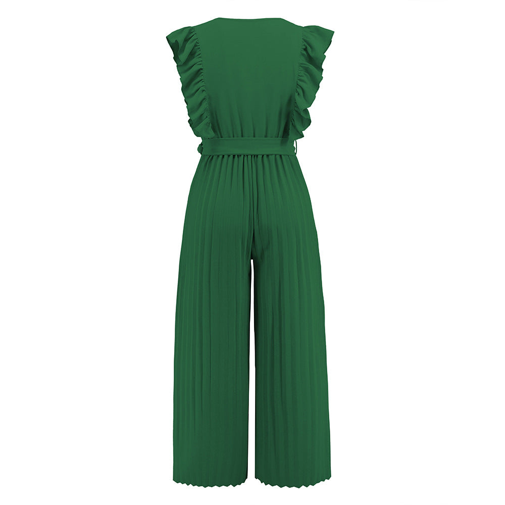 JEAN - Women's High-Waist Wide-Leg Sleeveless Jumpsuit