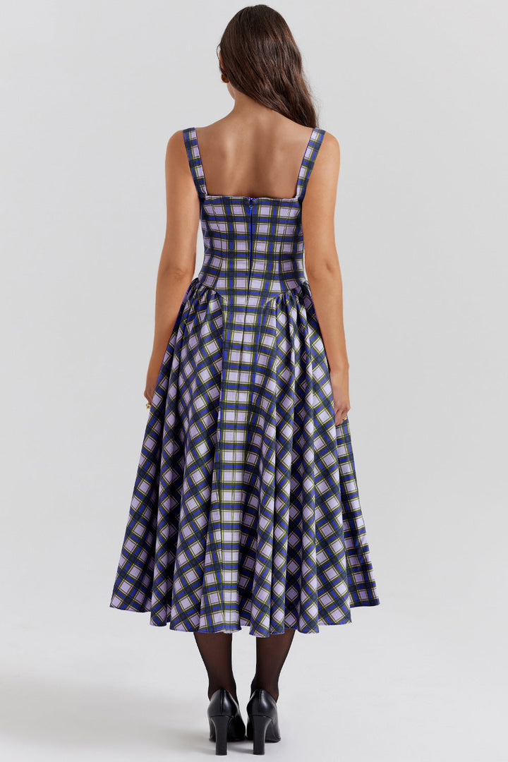 MEDELLIN – Elegant Plaid Midi Dress