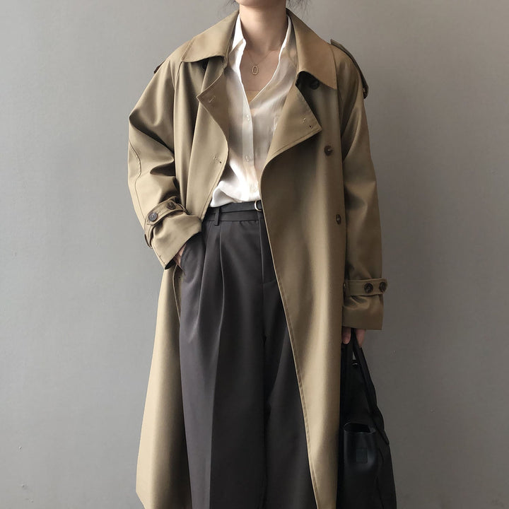 DELILA - Women's Minimalist Double-Breasted Trench Coat