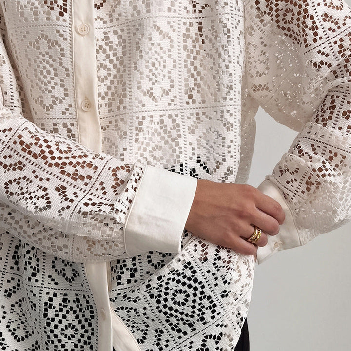 LUZIA – Lace Cut-Out Long Sleeve Shirt