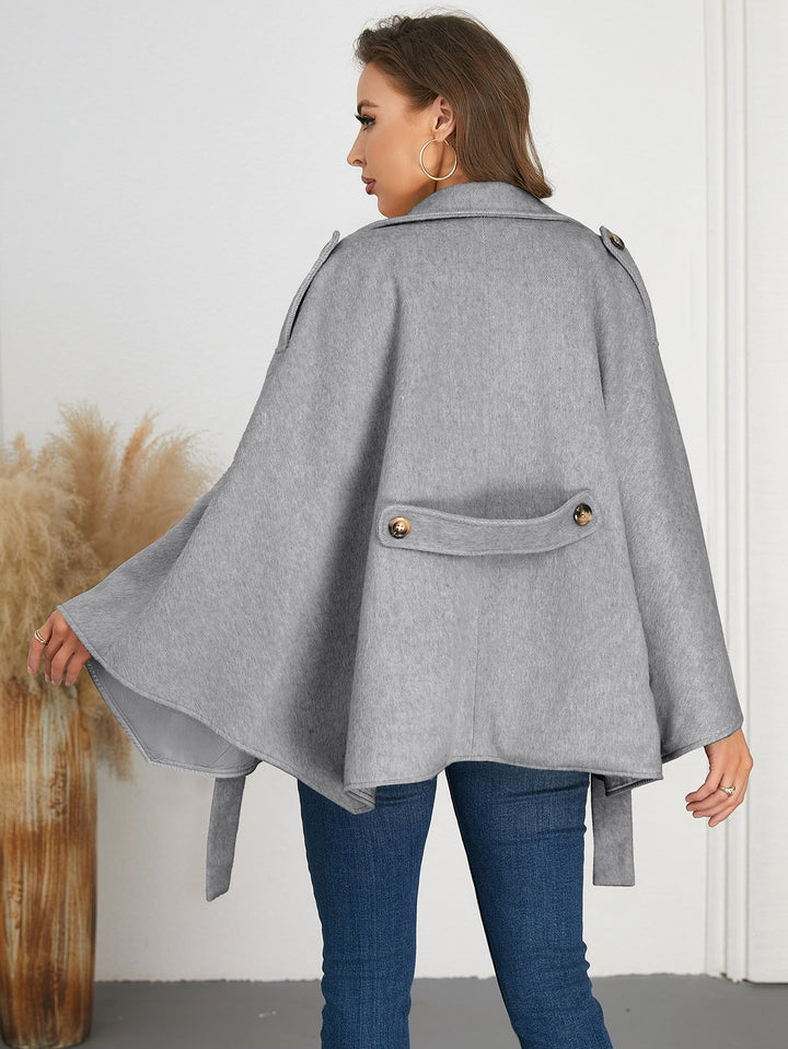 AMARA - Women's Vegan Wool Belted Beige Coat