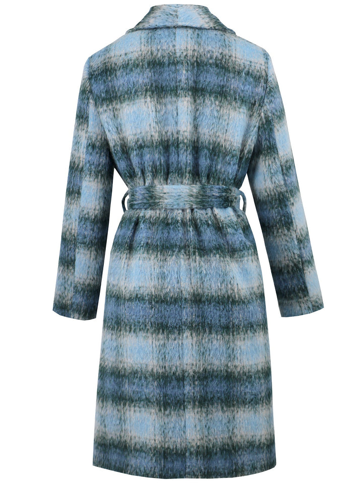 LAYLA - Women's Plaid Wool-Blend Belted Coat